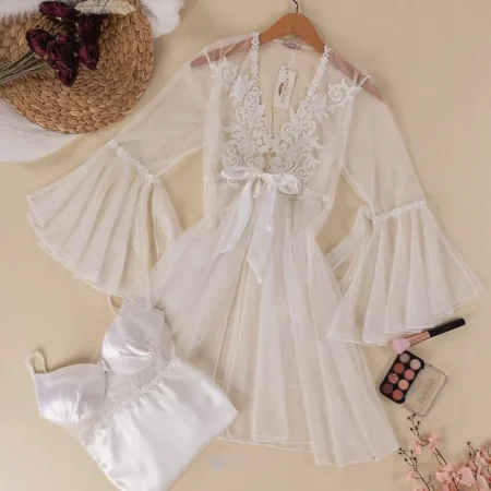 طقم صباحية ابيض ساتان 2012