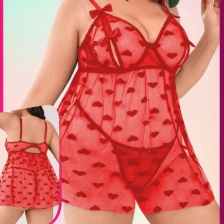 لانجري مقاس كبير أحمر 391