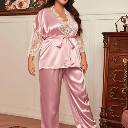 بجامة ساتان بلس سايز 6032