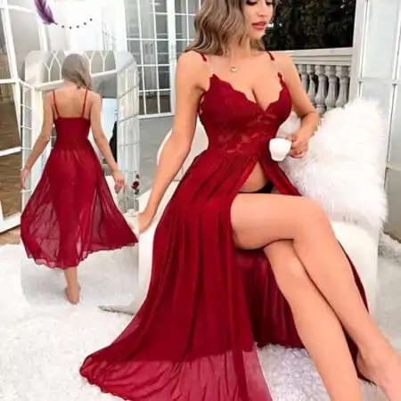 فستان لانجري طويل شيفون 3023