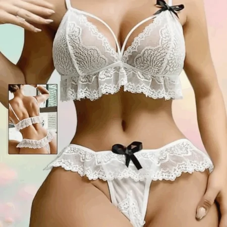 لانجري بكيني دانتيل + شيفون 40