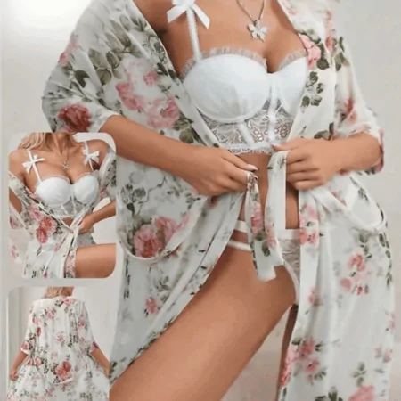 لانجري بكيني دانتيل مع رداء شيفون 88