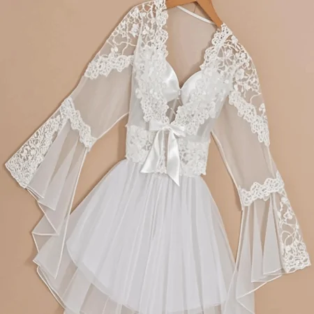 روب صباحية ناعم بخامة دانتيل 1035