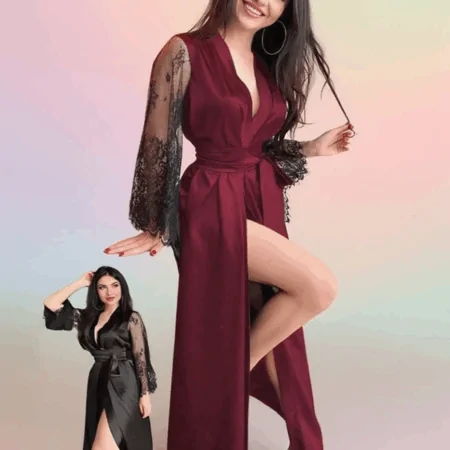 ْرداء كيمونو ساتان بأكمام دانتيل 3073