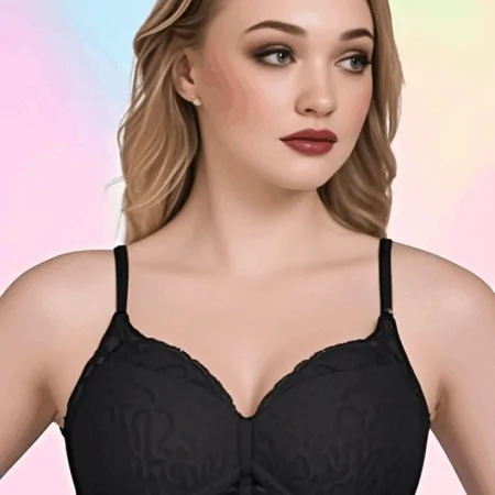 حمالة صدر دانتيل مبطنة مصنوعة من القطن بنسبة 90% والايلاستين بنسبة 10 مقاس كبير%  ، VE 51L