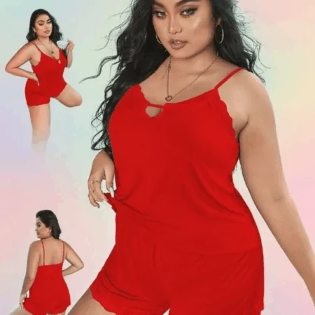 طقم لانجري هوت شورت ساتان 2078